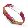 Audrina Medical Pink Leather Thin Adjustable ID Bracelet